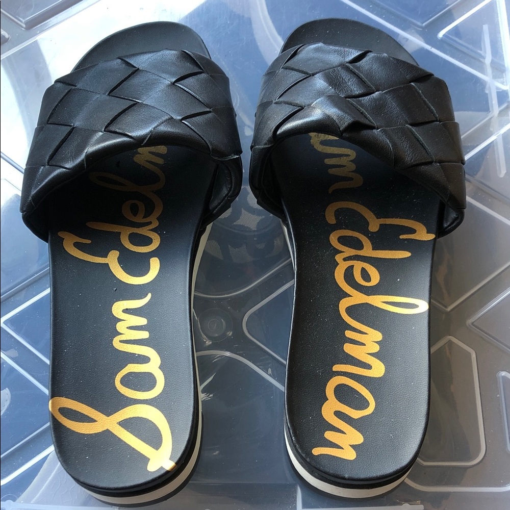 Sam Edelman Black Woven Slide Mule Sandals